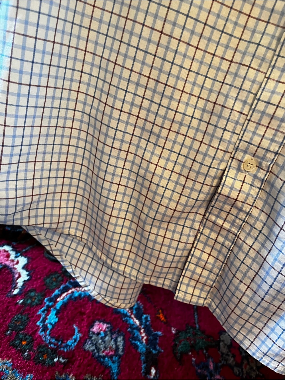 Lacoste Men's Light Blue and White Check Button-Down Shirt - Picture 5 of 12